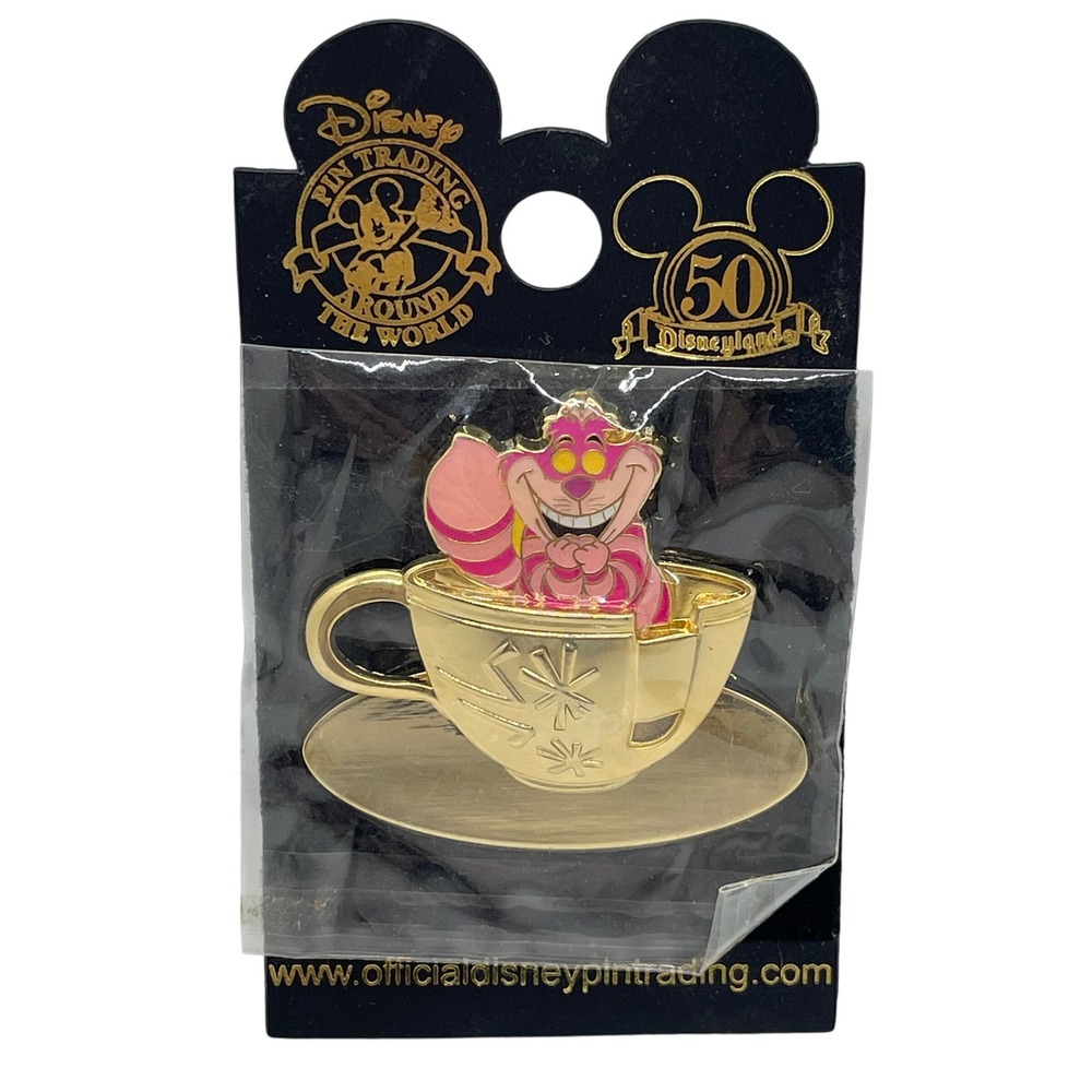Disney Pin Disneyland 50th Golden Vehicles Cheshire Cat Teacup 8 of 11 40960